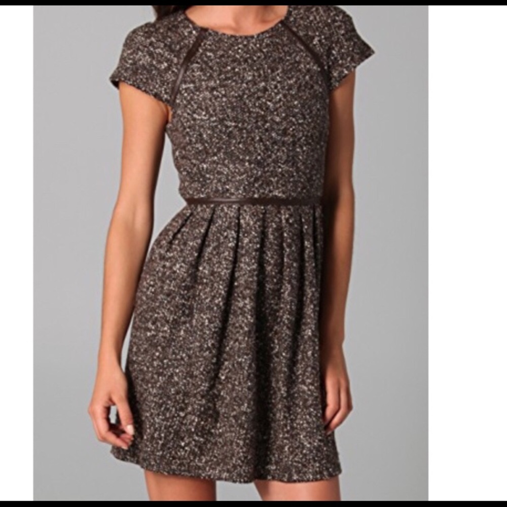 Tibi New York tweed and leather dress  pockets